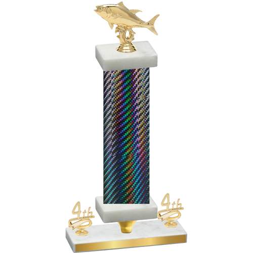 Premium Single Black Carbon Fiber Fourth Place Fishing Trophy