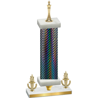 Premium Single Black Carbon Fiber Victory Chess Trophy