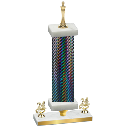 Premium Single Black Carbon Fiber Year Chess Trophy
