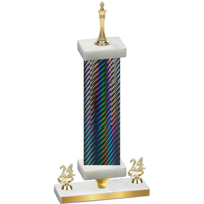 Premium Single Black Carbon Fiber Year Chess Trophy