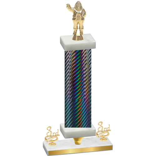 Premium Single Black Carbon Fiber Third Place Holiday Trophy