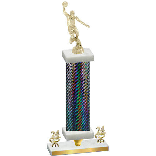 Premium Single Black Carbon Fiber Year Basketball Trophy