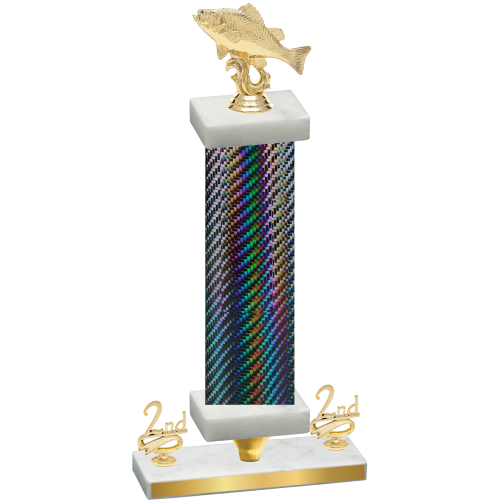 Premium Single Black Carbon Fiber Second Place Fishing Trophy