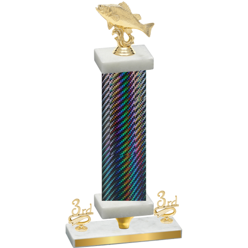 Premium Single Black Carbon Fiber Third Place Fishing Trophy