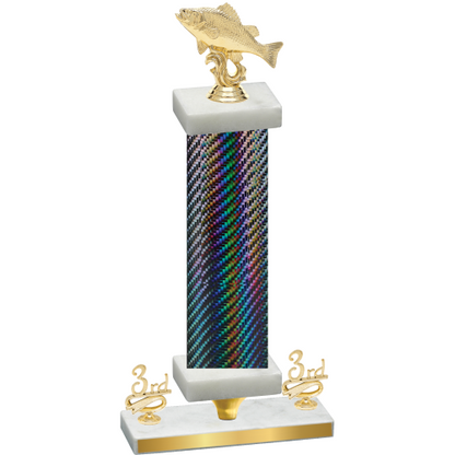 Premium Single Black Carbon Fiber Third Place Fishing Trophy