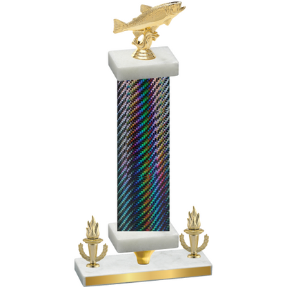 Premium Single Black Carbon Fiber Victory Fishing Trophy