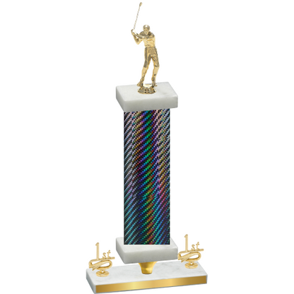 Premium Single Black Carbon Fiber First Place Golf Trophy