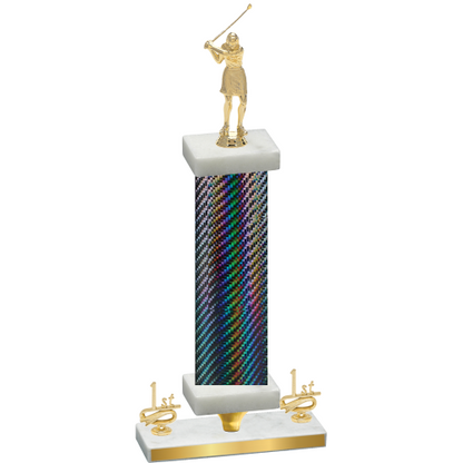 Premium Single Black Carbon Fiber First Place Golf Trophy