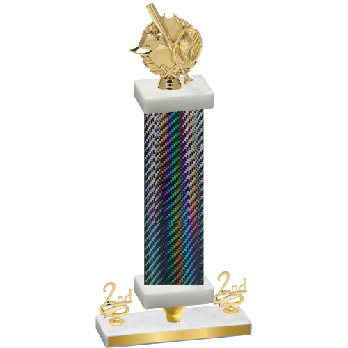 Premium Single Black Carbon Fiber Second Place Baseball Trophy