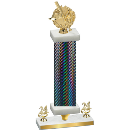 Premium Single Black Carbon Fiber Year Baseball Trophy