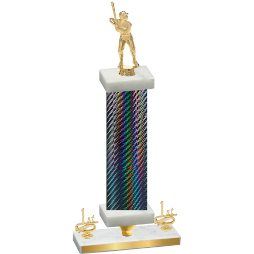 Premium Single Black Carbon Fiber First Place Baseball Trophy