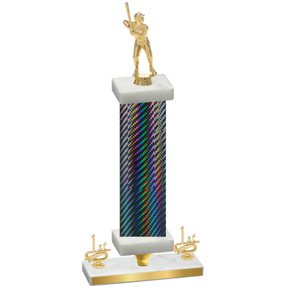 Premium Single Black Carbon Fiber First Place Baseball Trophy
