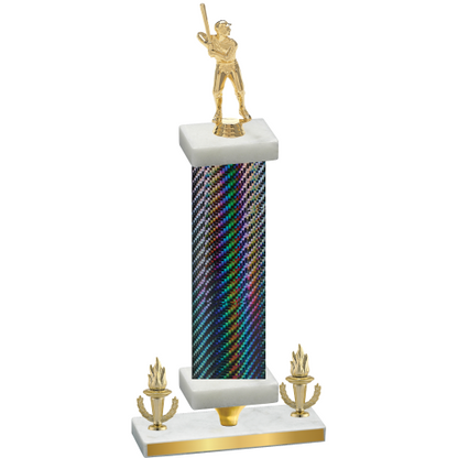 Premium Single Black Carbon Fiber Victory Baseball Trophy