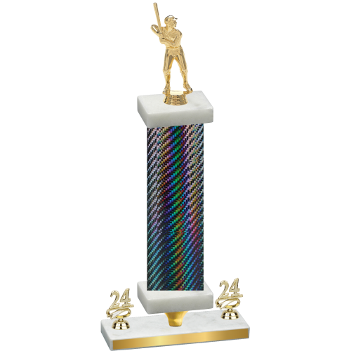 Premium Single Black Carbon Fiber Year Baseball Trophy