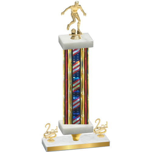 Premium Single Flag USA Second Place Soccer Trophy