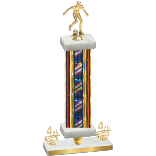 Premium Single Flag USA Fourth Place Soccer Trophy