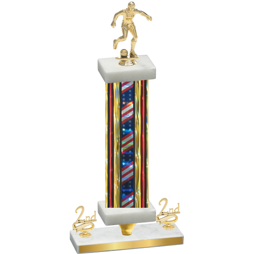 Premium Single Flag USA Second Place Soccer Trophy