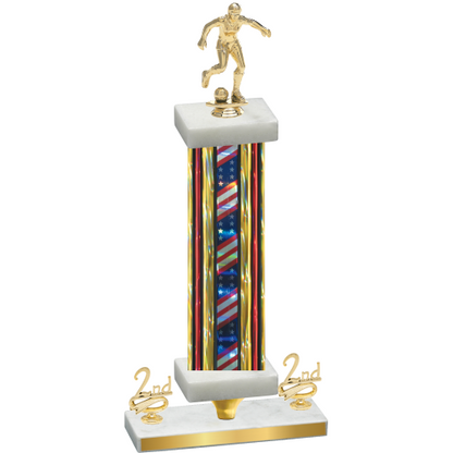 Premium Single Flag USA Second Place Soccer Trophy