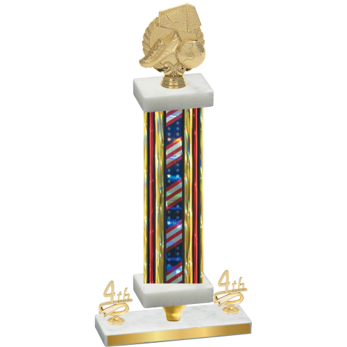 Premium Single Flag USA Fourth Place Soccer Trophy