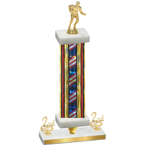 Premium Single Flag USA Second Place Rugby Trophy