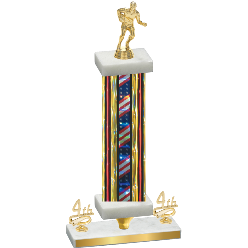 Premium Single Flag USA Fourth Place Rugby Trophy