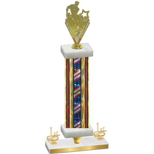 Premium Single Flag USA First Place Rugby Trophy