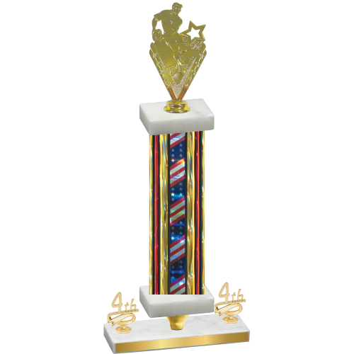 Premium Single Flag USA Fourth Place Rugby Trophy