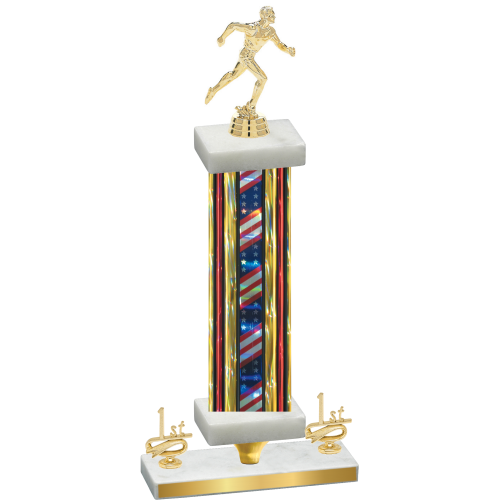 Premium Single Flag USA First Place Running Trophy