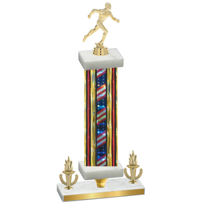 Premium Single Flag USA Victory Running Trophy