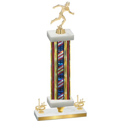 Premium Single Flag USA First Place Running Trophy