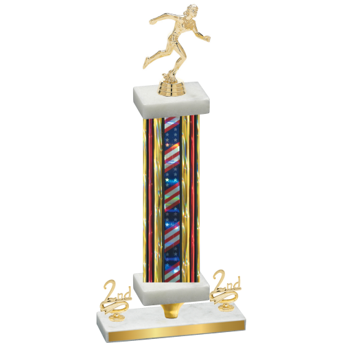 Premium Single Flag USA Second Place Running Trophy