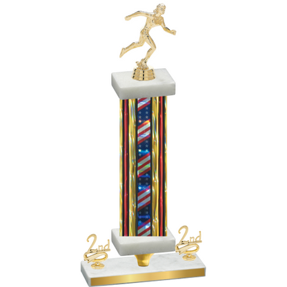 Premium Single Flag USA Second Place Running Trophy
