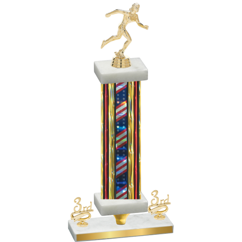 Premium Single Flag USA Third Place Running Trophy