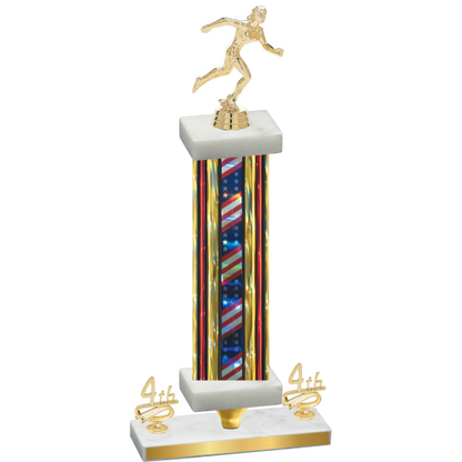 Premium Single Flag USA Fourth Place Running Trophy