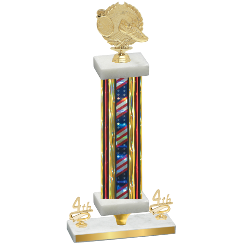 Premium Single Flag USA Fourth Place Running Trophy