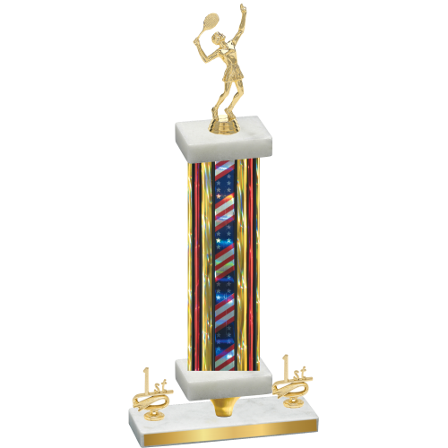 Premium Single Flag USA First Place Tennis Trophy