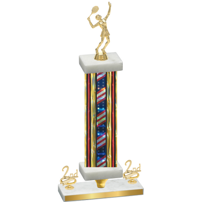 Premium Single Flag USA Second Place Tennis Trophy