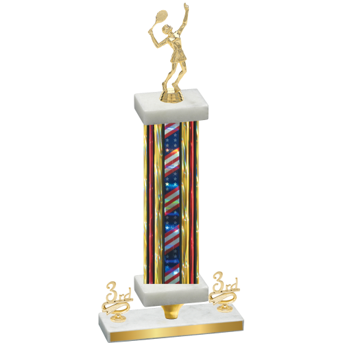 Premium Single Flag USA Third Place Tennis Trophy