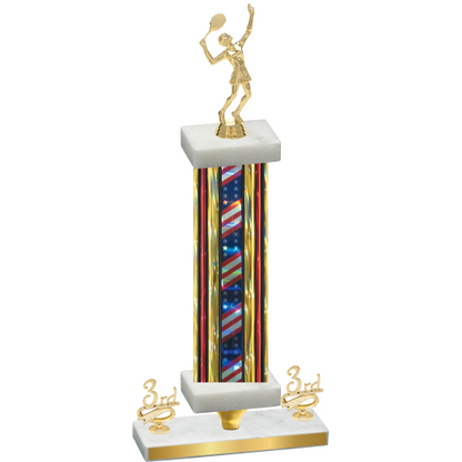 Premium Single Flag USA Third Place Tennis Trophy