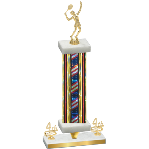 Premium Single Flag USA Fourth Place Tennis Trophy