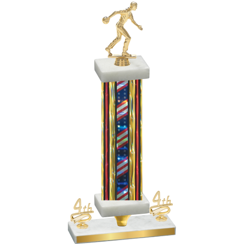 Premium Single Flag USA Fourth Place Bowling Trophy