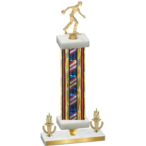 Premium Single Flag USA Victory Bowling Trophy