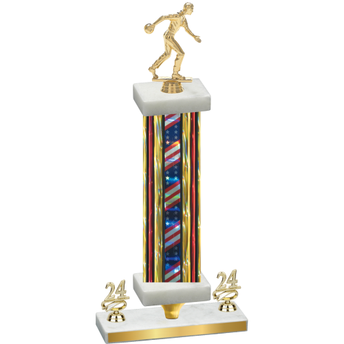 Premium Single Flag USA Year Bowling Trophy