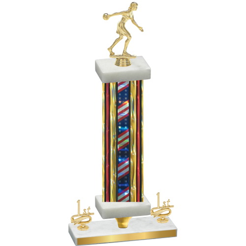 Premium Single Flag USA First Place Bowling Trophy