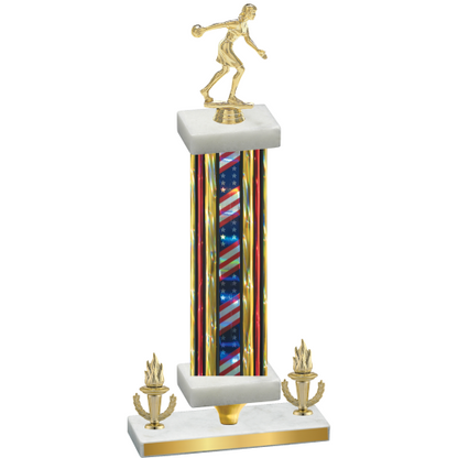 Premium Single Flag USA Victory Bowling Trophy