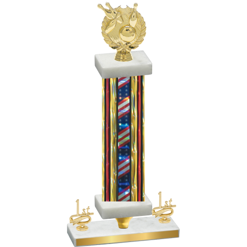 Premium Single Flag USA First Place Bowling Trophy