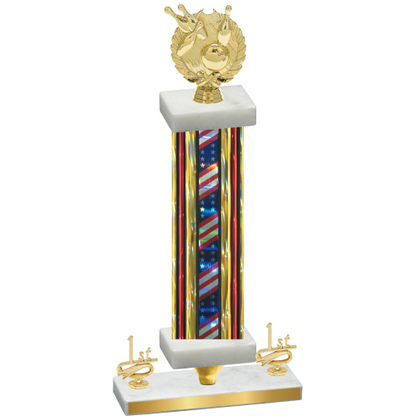 Premium Single Flag USA First Place Bowling Trophy