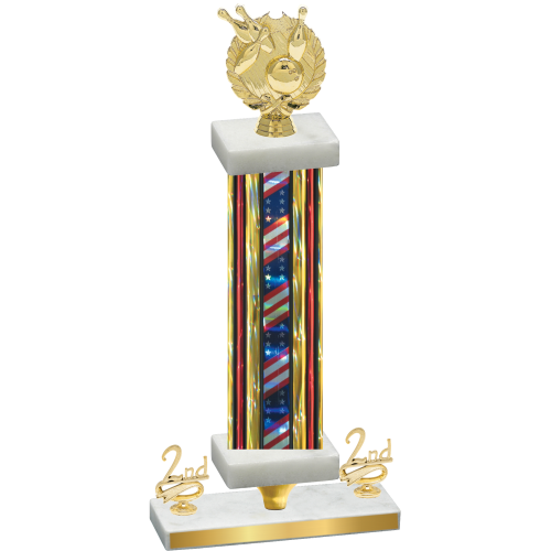 Premium Single Flag USA Second Place Bowling Trophy