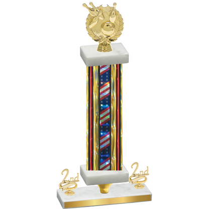 Premium Single Flag USA Second Place Bowling Trophy