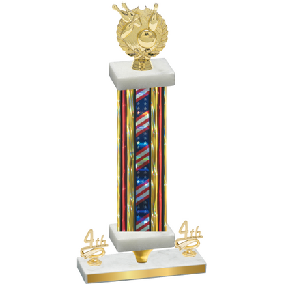 Premium Single Flag USA Fourth Place Bowling Trophy